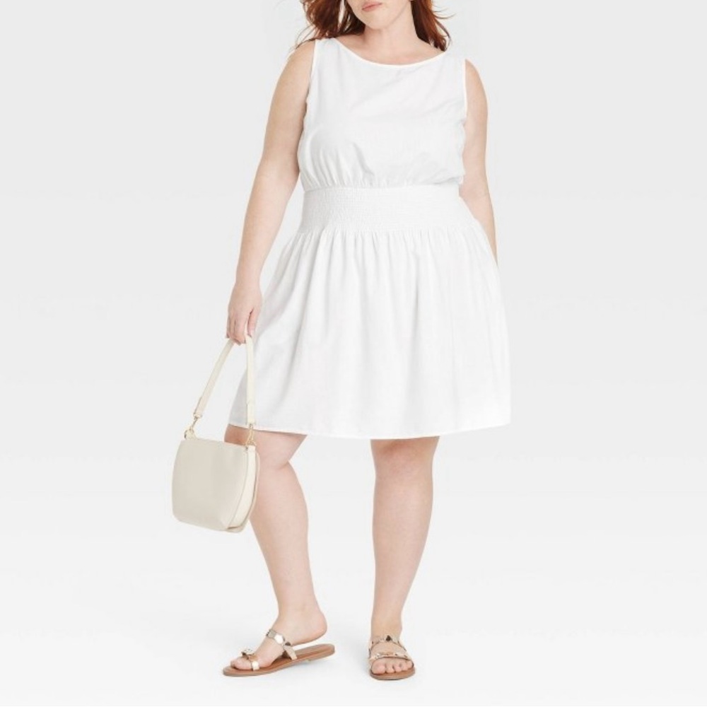 Universal Thread Mini Linen Dress Sundress Sleeveless White Size 3X NWT
